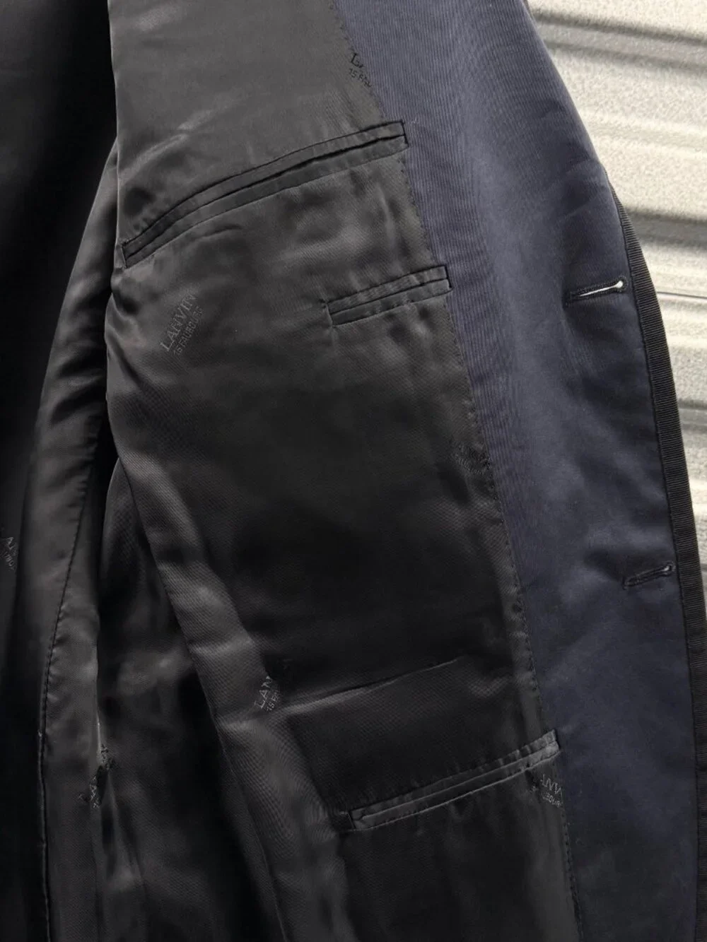 LANVIN Dark Blue Black Grosgrain Trim Blazer Jacket ALBER ELBAZ ERA